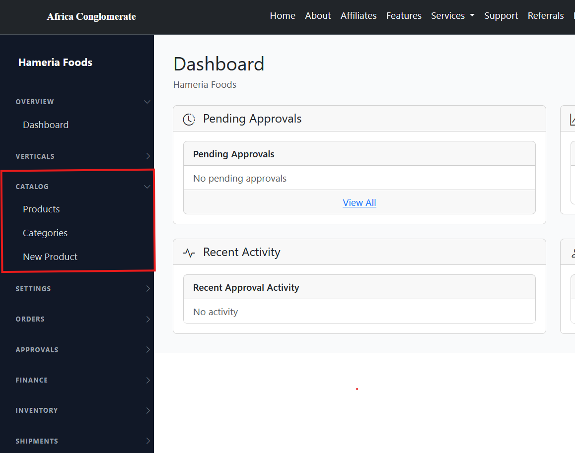 Screenshot: Catalog Navigation