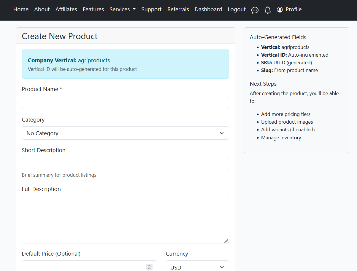 Screenshot: Product Details