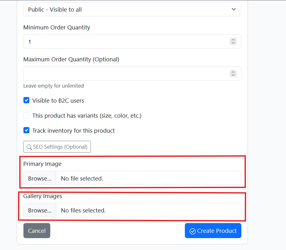 Screenshot: Add product image
